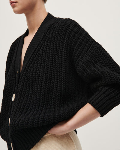 RIB KNIT COTTON CARDIGAN