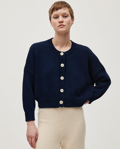 CROPPED RIB KNIT CARDIGAN