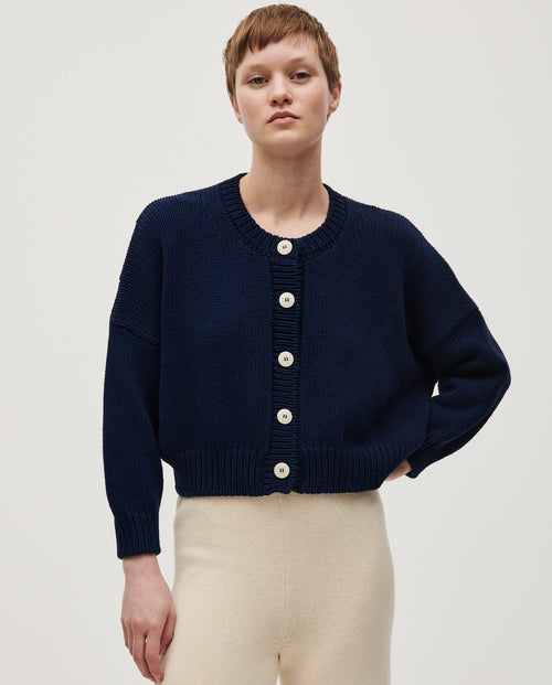 CROPPED RIB KNIT CARDIGAN