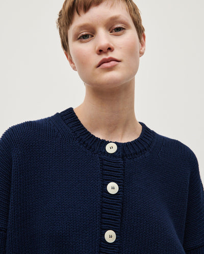 CROPPED RIB KNIT CARDIGAN