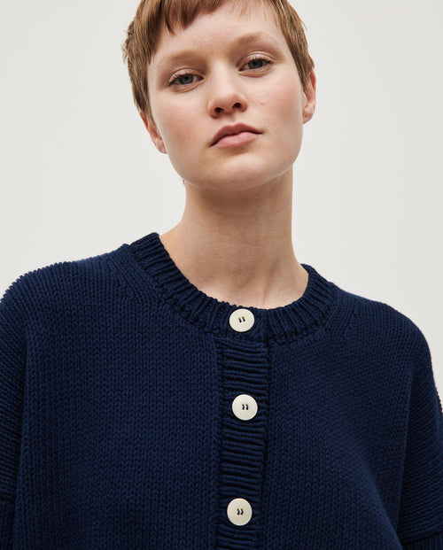 CROPPED RIB KNIT CARDIGAN