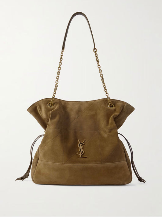 JAMIE SHOPPING QUILTED SUEDE SHOULDER BAG