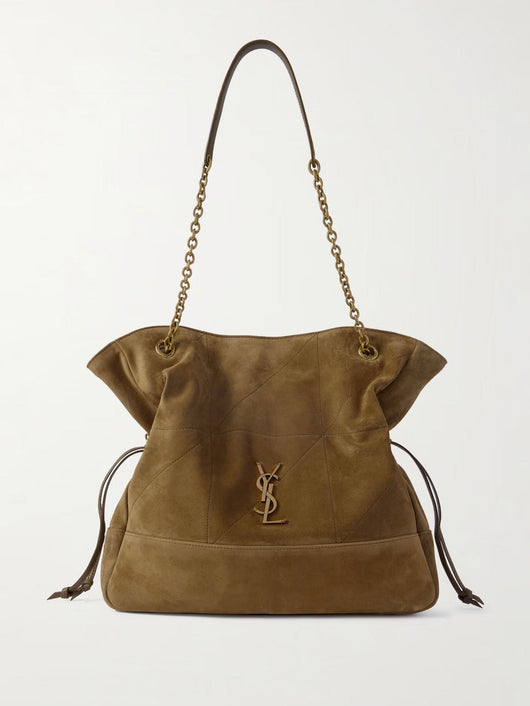 JAMIE SHOPPING QUILTED SUEDE SHOULDER BAG