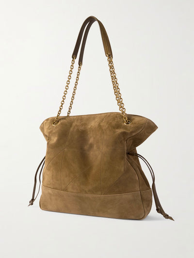 JAMIE SHOPPING QUILTED SUEDE SHOULDER BAG