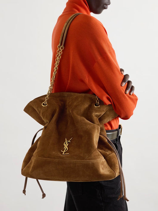 JAMIE SHOPPING QUILTED SUEDE SHOULDER BAG