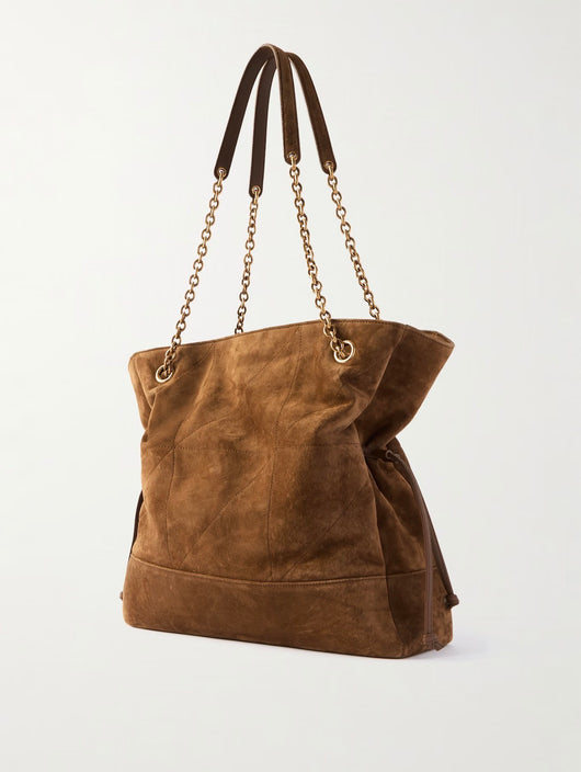 JAMIE SHOPPING QUILTED SUEDE SHOULDER BAG