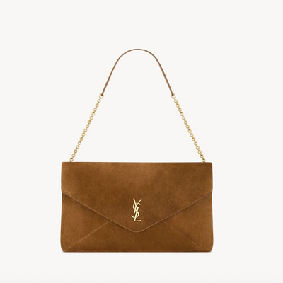 SUEDE CARAMEL CASSANDRE CLUTCH