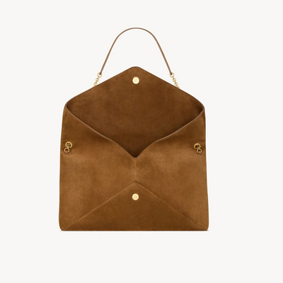 SUEDE CARAMEL CASSANDRE CLUTCH