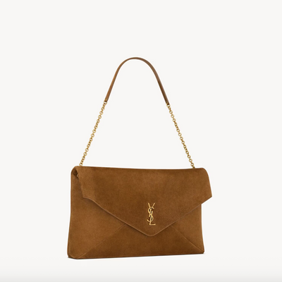 SUEDE CARAMEL CASSANDRE CLUTCH